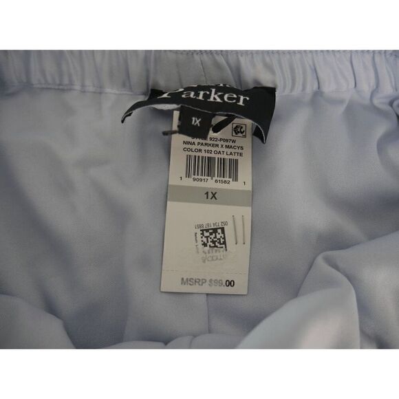 Nina Parker Plus Size Satin-Trim Wide-Leg Pants Blue Size 1X - Picture 6 of 8